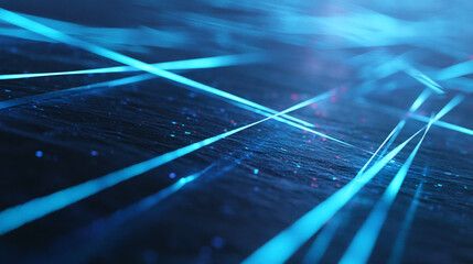 Fototapete - Abstract blue light trails background technology network digital data stream concept wallpaper design
