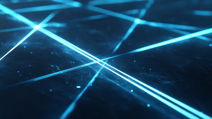 Fototapete - Abstract blue light laser beams background technology futuristic network connection design