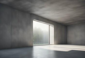 Aufkleber - illustration skylight empty concrete soft interior grey floor space background room window walls light copy from urban wall abstract shadow office modern blank open home large generative architecture