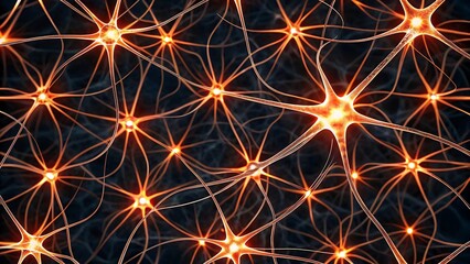 Poster - Abstract neural network, glowing neurons.
