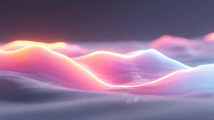 Poster - Pastel landscape background aesthetic wallpaper desktop background neon mountains abstract art design