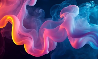 Wall Mural - Colorful Abstract Smoke Swirls Flowing Through an Ethereal Background with Dynamic Shapes and Vibrant Light in Soft Blue and Pink Hues