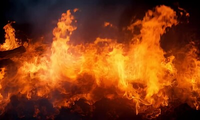 Wall Mural - Intense Flames And Smoke Creating Dynamic Patterns Of Fire In An Abstract Natural Setting