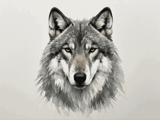 Naklejka na meble Watercolor wilderness gray wolf isolated vector illustration svg 