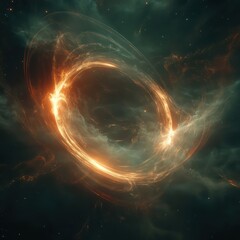 Wall Mural - fiery ring in cosmic nebula