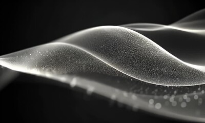 Wall Mural - Elegant Waves of Ethereal Silk Flowing in the Dark with Subtle Light Reflections and Dreamlike Particles in a Minimalist Abstract Design