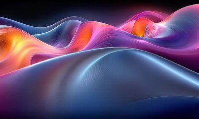 Wall Mural - Dynamic Abstract Waves Flowing with Vibrant Colors and Smooth Transitions Creating an Enchanting Visual Experience in a Digital Space