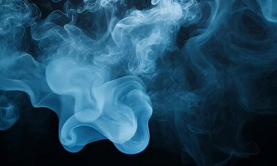 Wall Mural - Abstract Blue Smoke Movement Creating Serene Atmosphere in Dark Background with Fluid Shapes and Ethereal Effects