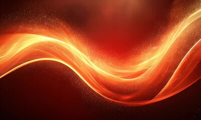 Wall Mural - Dynamic Abstract Light Waves with Shimmering Flow and Radiant Sparks on a Rich Red Background Evoking Energy and Emotions