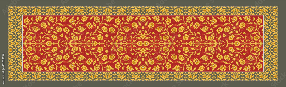 Dupatta Vector Digital Indian Dupatta Design with Buti and Floral Patterns ...