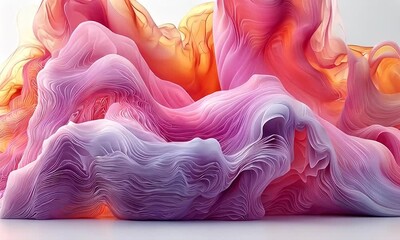 Wall Mural - Abstract Fluid Art Sculpture in Vibrant Colors with Dynamic Textures and Soft Waves Creating a Playful Visual Experience