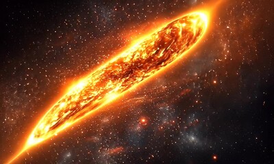 Wall Mural - Brilliant Cosmic Event Featuring a Flaming Celestial Object in Deep Space Surrounded by Stars and Galaxies with Intense Emission of Light and Energy