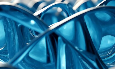 Wall Mural - Dynamic Abstract Blue Fluid Texture With Shiny Waves And Light Reflections Creating A Dreamlike Atmosphere In An Elegant Composition