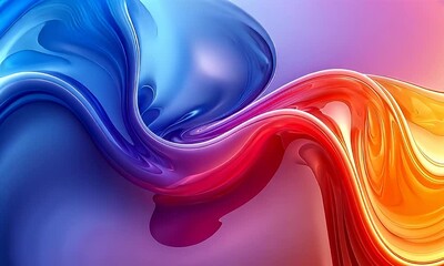 Wall Mural - Fluid Abstract Colorful Waves Flowing Seamlessly in a Modern Digital Composition with Ethereal Light Effects and Rich Gradient Textures