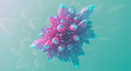 Poster - Abstract Geometric Crystal Flower Design