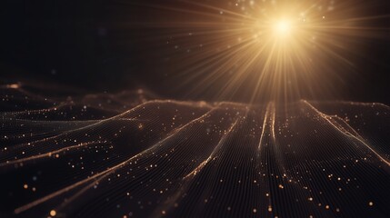 Poster - Golden waves of light creating a mesmerizing pattern in a dark space