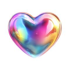Poster - Iridescent Heart vibrant colorful glossy smooth on transparent background