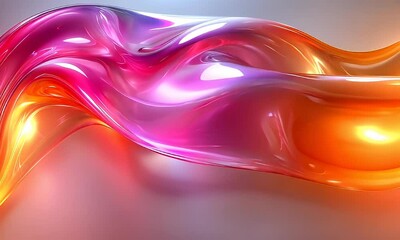 Wall Mural - Vibrant Abstract Fluid Wave Pattern in Bright Shades of Orange, Pink, and Purple with Smooth Textures in Dynamic Motion