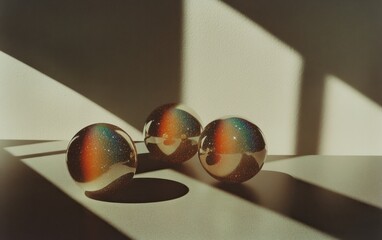 Poster - Iridescent Glass Spheres in Diagonal Sunlight