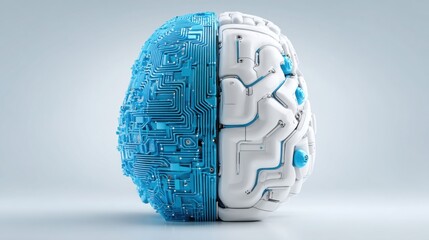Poster - A computer brain illustration depicting the usa china digital brain split along ai protocols and technological divides