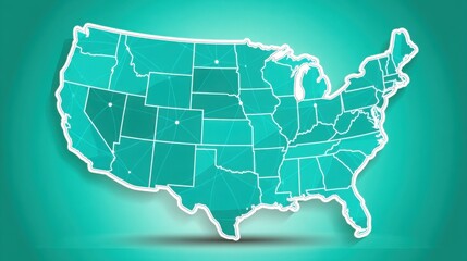 Poster - Glowing digital map of the united states illuminating rival trade routes and economic pathways