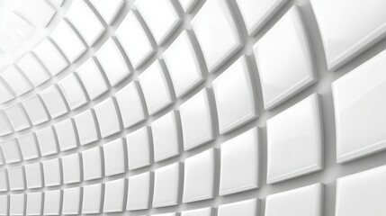 Poster - White wall featuring multiple squares creating an intriguing grid pattern over a softly curved surface in a minimalist setting