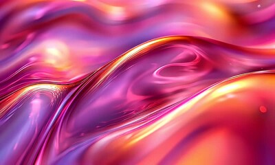 Wall Mural - Abstract Colorful Fluid Waves with Smooth Textures and Iridescent Effects Creating a Dreamy Digital Background