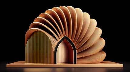 Poster - exquisite wooden sculpture illuminated by soft light against a dark background showcasing intricate 