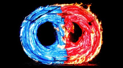 Poster - vibrant fire displaying the colors of the french flag against a dark background in a unique artistic