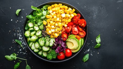 Poster - Healthy food bowl filled with sweetcorn, wholesome vegetarian lifestyle image
