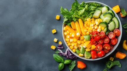 Poster - Healthy food bowl filled with sweetcorn, wholesome vegetarian lifestyle image