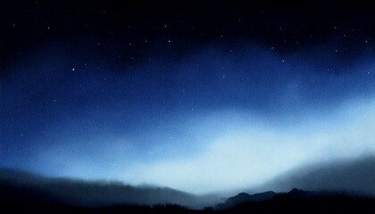 Wall Mural - watercolor painting bright pastel black sky at night with soft gradations from light blue