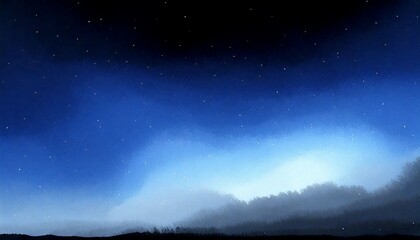 Wall Mural - watercolor painting bright pastel black sky at night with soft gradations from light blue