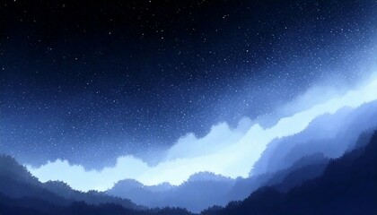 Wall Mural - watercolor painting bright pastel black sky at night with soft gradations from light blue