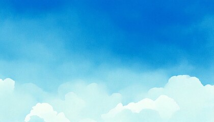 Wall Mural - watercolor painting bright blue sky with soft gradations from light blue to white