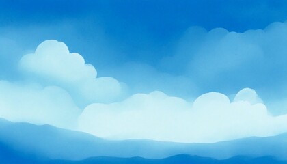 Wall Mural - watercolor painting bright pastel blue sky with soft gradations from light blue to white