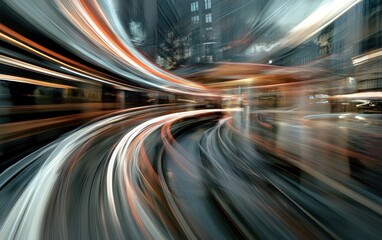 Poster - Abstract Swirling Light Trails in Urban