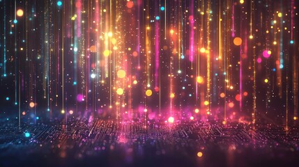 Poster - Colorful Abstract Background with Lights and Glowing Particles