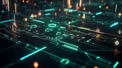 Poster - Abstract Futuristic Technology Circuit Board Digital Network Data Stream for energy connection innovation modern concept.