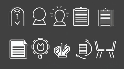 Poster - Business strategy planning icons set idea generation meeting document review and collaboration concept design