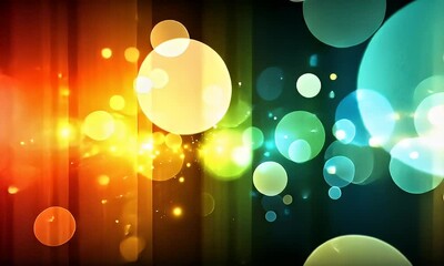 Wall Mural - Colorful Abstract Background with Bright Glowing Circles and Lights Creating a Vibrant Atmosphere in an Enchanting Visual Experience