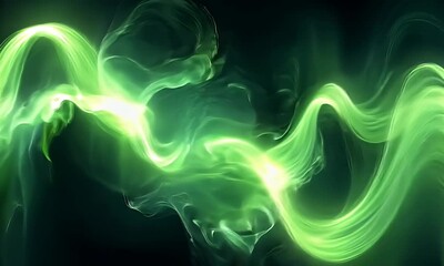 Wall Mural - Abstract Green Light Waves and Fluid Energy Movement Creating a Dreamlike Background Design with Ethereal Visual Effects