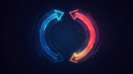 Poster - abstract arrows cycle flow diagram loop motion neon technology background vector illustration design