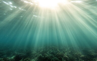 Poster - Sunbeams Illuminate Teal Ocean Floor