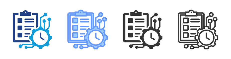 Poster - Planning icon set multiple style collection