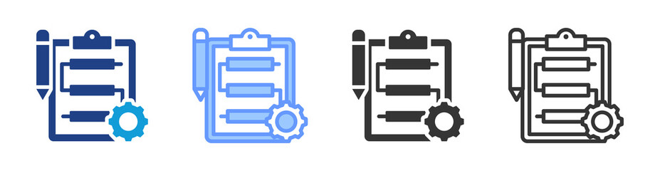 Poster - Planning icon set multiple style collection