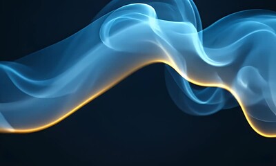 Wall Mural - Elegant and Fluid Abstract Smoke Waves in Shades of Blue and Light with a Dark Background Conveying Motion and Serenity