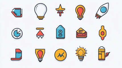 Poster - Vector icon set business idea innovation startup creative design element symbol graphic illustration 100