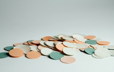 Poster - pastel paper confetti circles on white