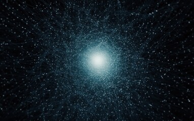 Poster - Glowing Teal Cosmic Particles Background